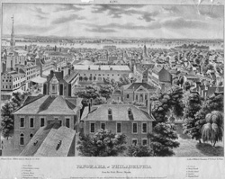 J. C. Wild, Panorama of Philadelphia from the State House steeple. East (Philadelphia: [J.T. Bowen], 1838). Lithograph. Library Company of Philadelphia.